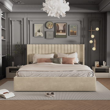 Le lit double coffre Camille en velours 