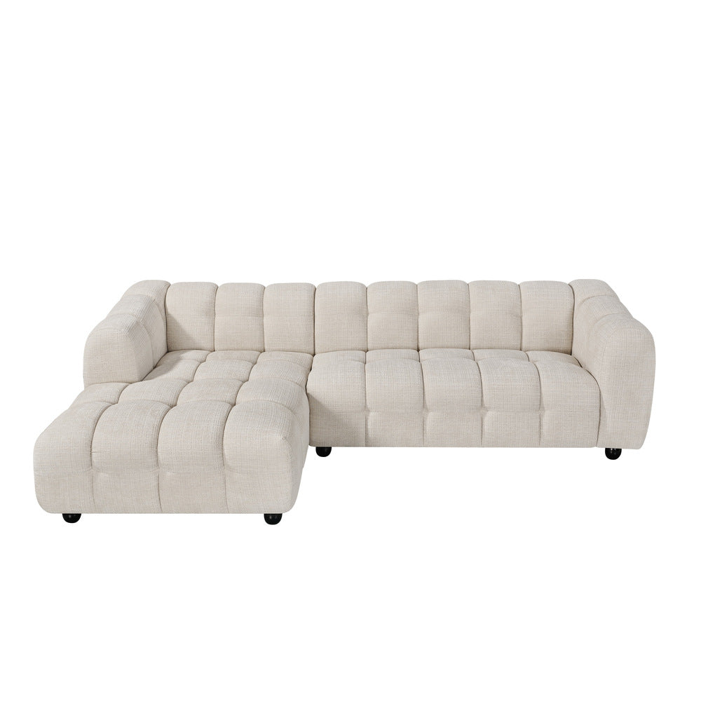 Canapé d’angle gauche en tissu Cremona beige 278 x 168 cm – Monaco