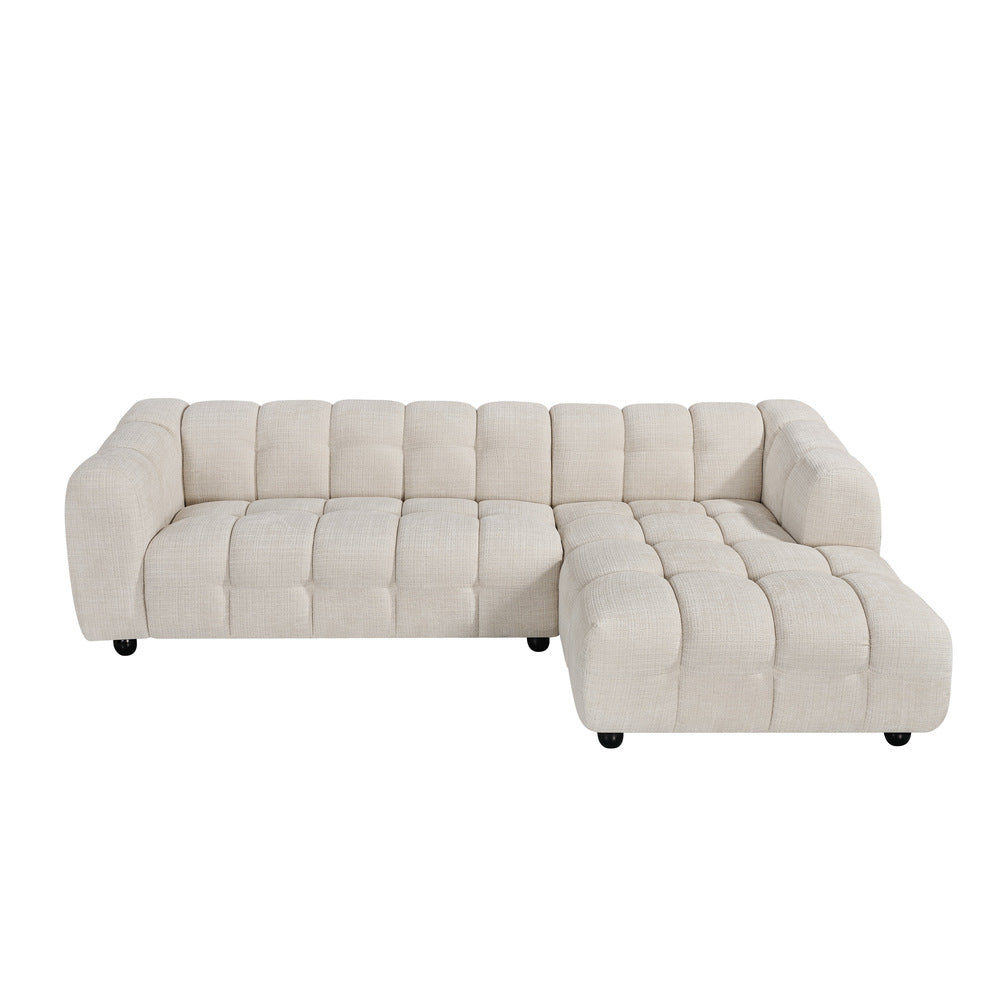 Canapé d’angle droit en tissu Cremona beige 278 x 168 cm – Monaco
