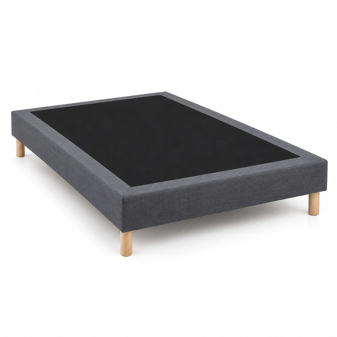 Sommier tapissier déco 140x190 cm Gris - Hauteur 30 cm - Pieds inclus