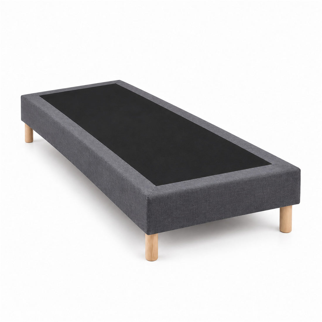 Sommier tapissier déco 90x200 cm Gris - Hauteur 35 cm - Caisse 20 cm - Pieds inclus