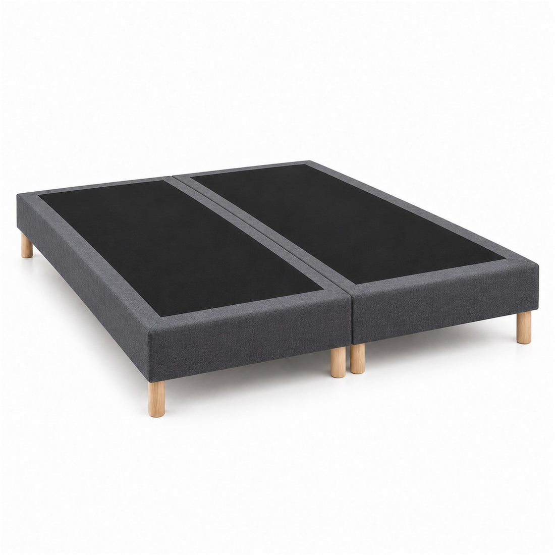Lot de 2 sommiers tapissiers déco 90x200 cm Gris - 180x200 - Hauteur 35 cm - 8 pieds inclus