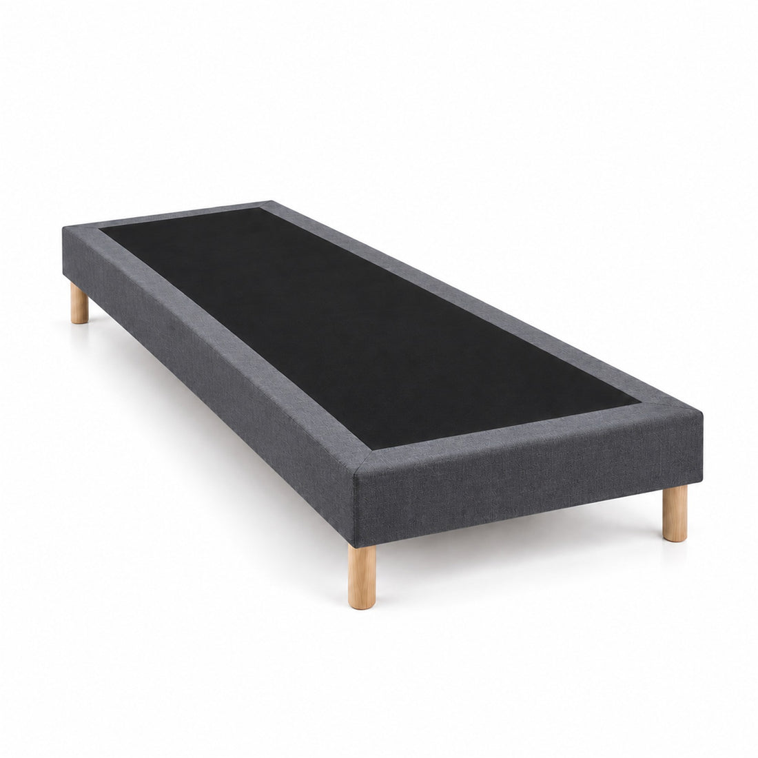 Sommier tapissier déco 70x190 cm Gris - Hauteur 30 cm - Pieds inclus