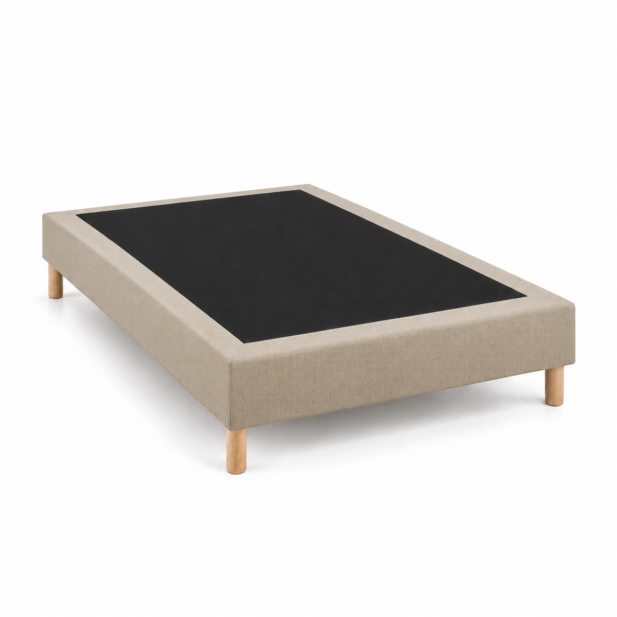 Sommier tapissier déco 140x190 cm Beige - Hauteur 35 cm - Caisse 20 cm - Pieds inclus