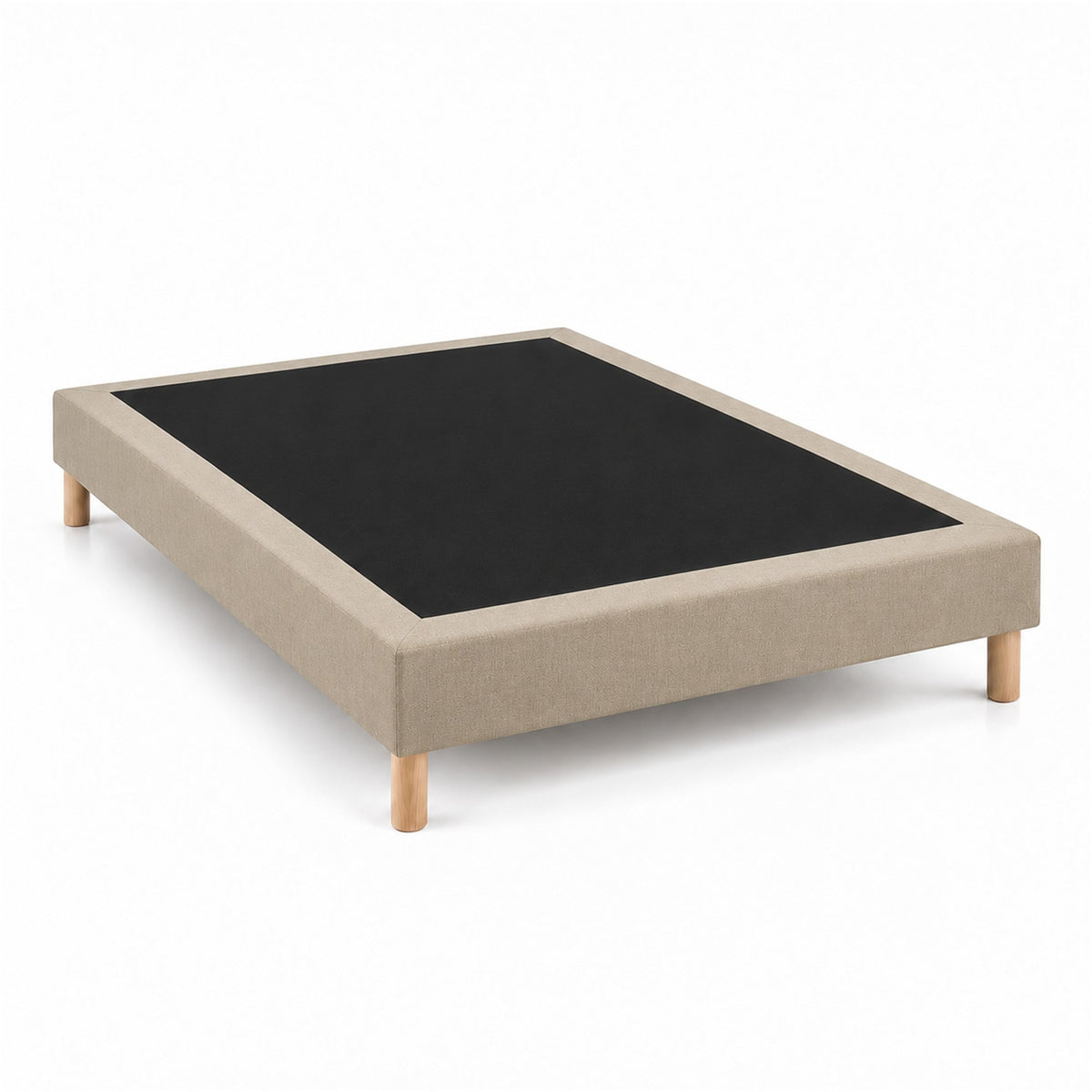 Sommier tapissier déco 160x200 cm Beige - Hauteur 35 cm - Caisse 20 cm - Pieds inclus