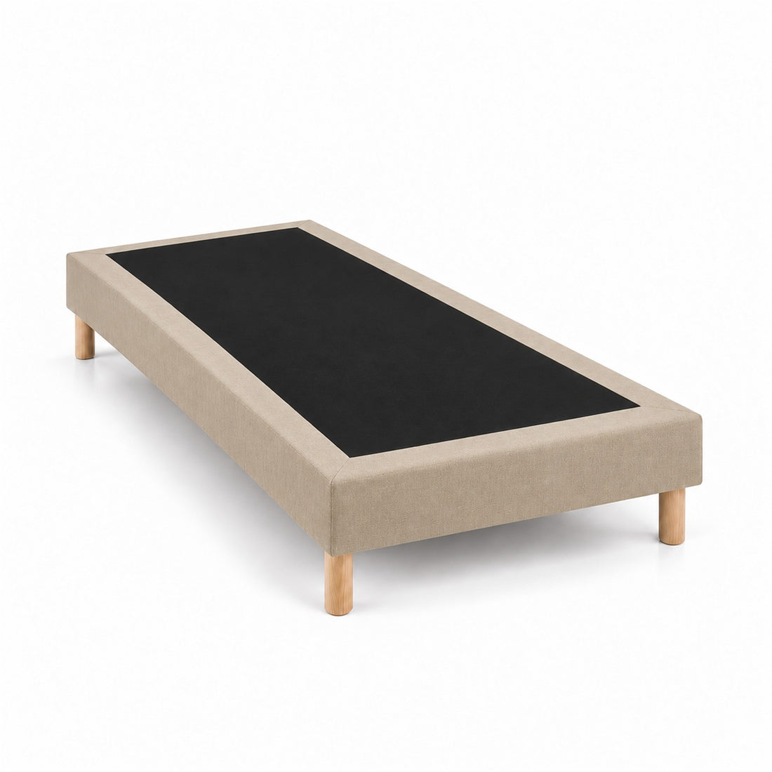 Sommier tapissier déco 90x190 cm Beige - Hauteur 30 cm - Pieds inclus