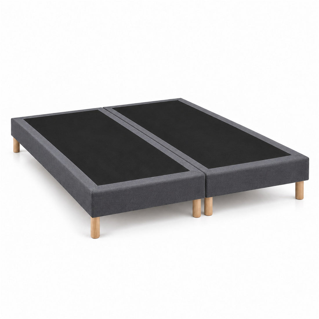Lot de 2 sommiers tapissiers déco 80x200 cm Gris - 160x200 - Hauteur 35 cm - 8 pieds inclus