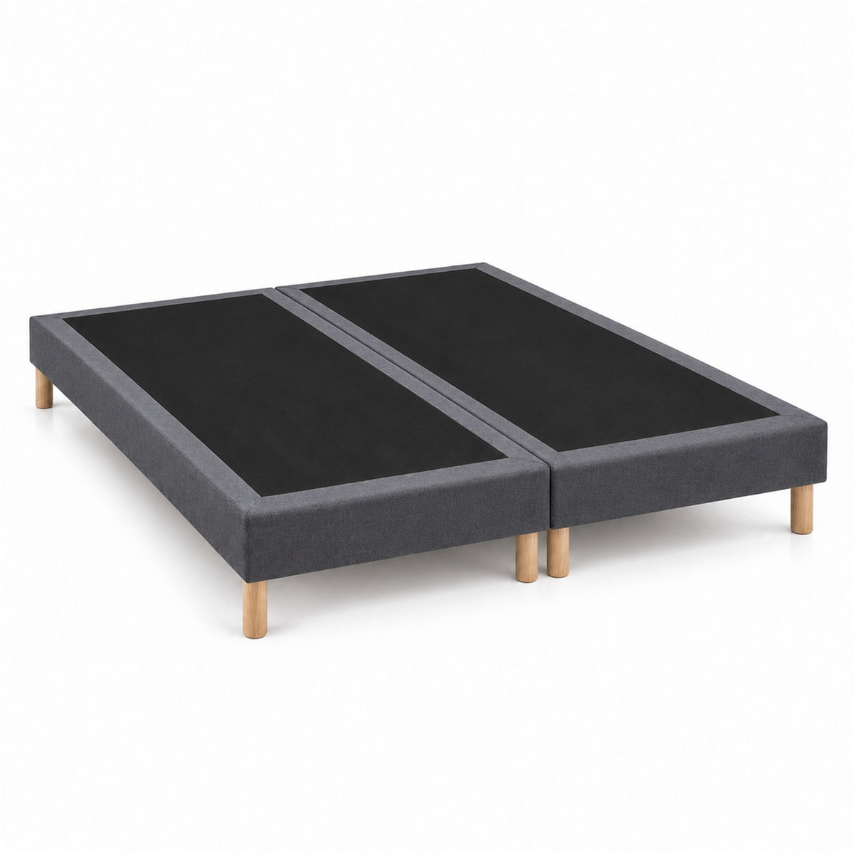 Lot de 2 sommiers tapissiers déco 80x200 cm Gris - 160x200 - Hauteur 35 cm - 8 pieds inclus