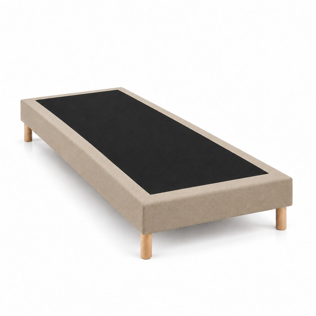Sommier tapissier déco 90x200 cm Beige - Hauteur 30 cm - Pieds inclus