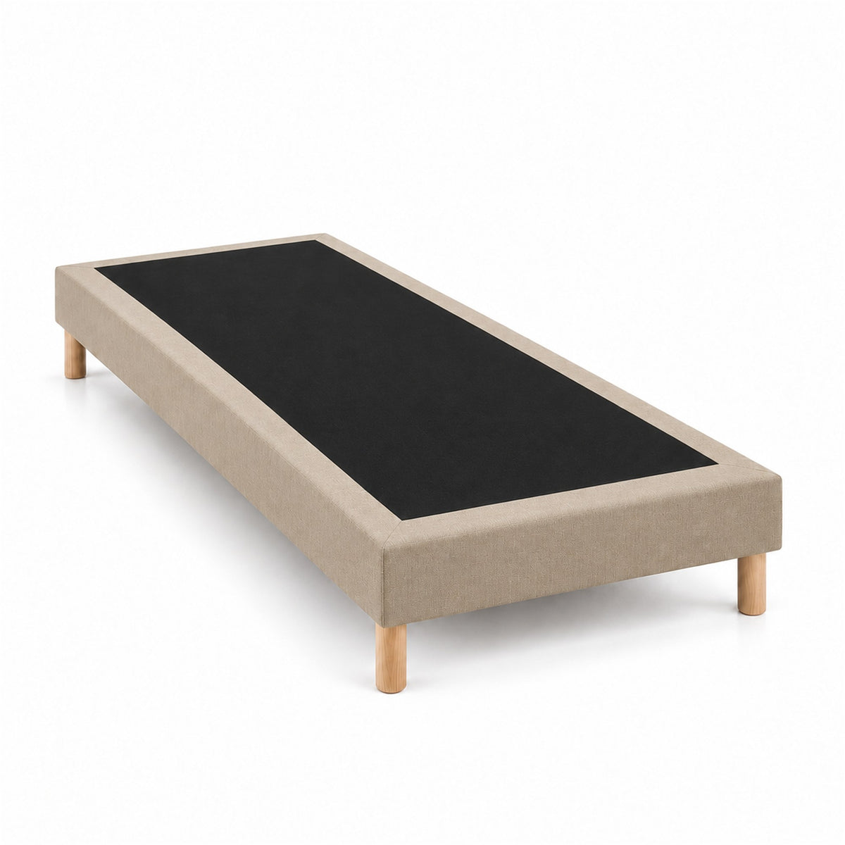Sommier tapissier déco 90x200 cm Beige - Hauteur 30 cm - Pieds inclus