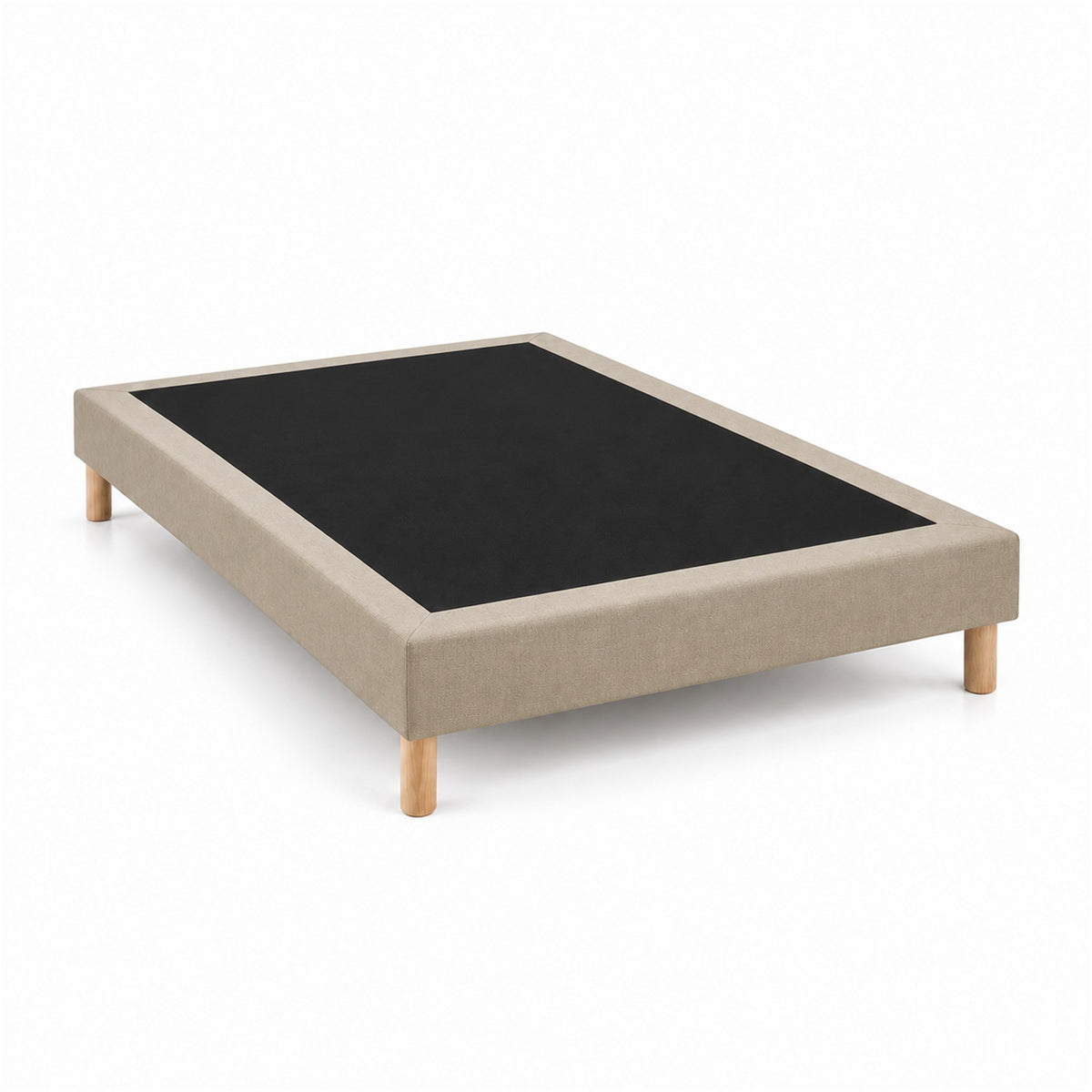 Sommier tapissier déco 140x190 cm Beige - Hauteur 30 cm - Pieds inclus
