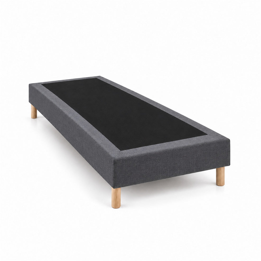 Sommier tapissier déco 80x200 cm Gris - Hauteur 35 cm - Caisse 20 cm - Pieds inclus