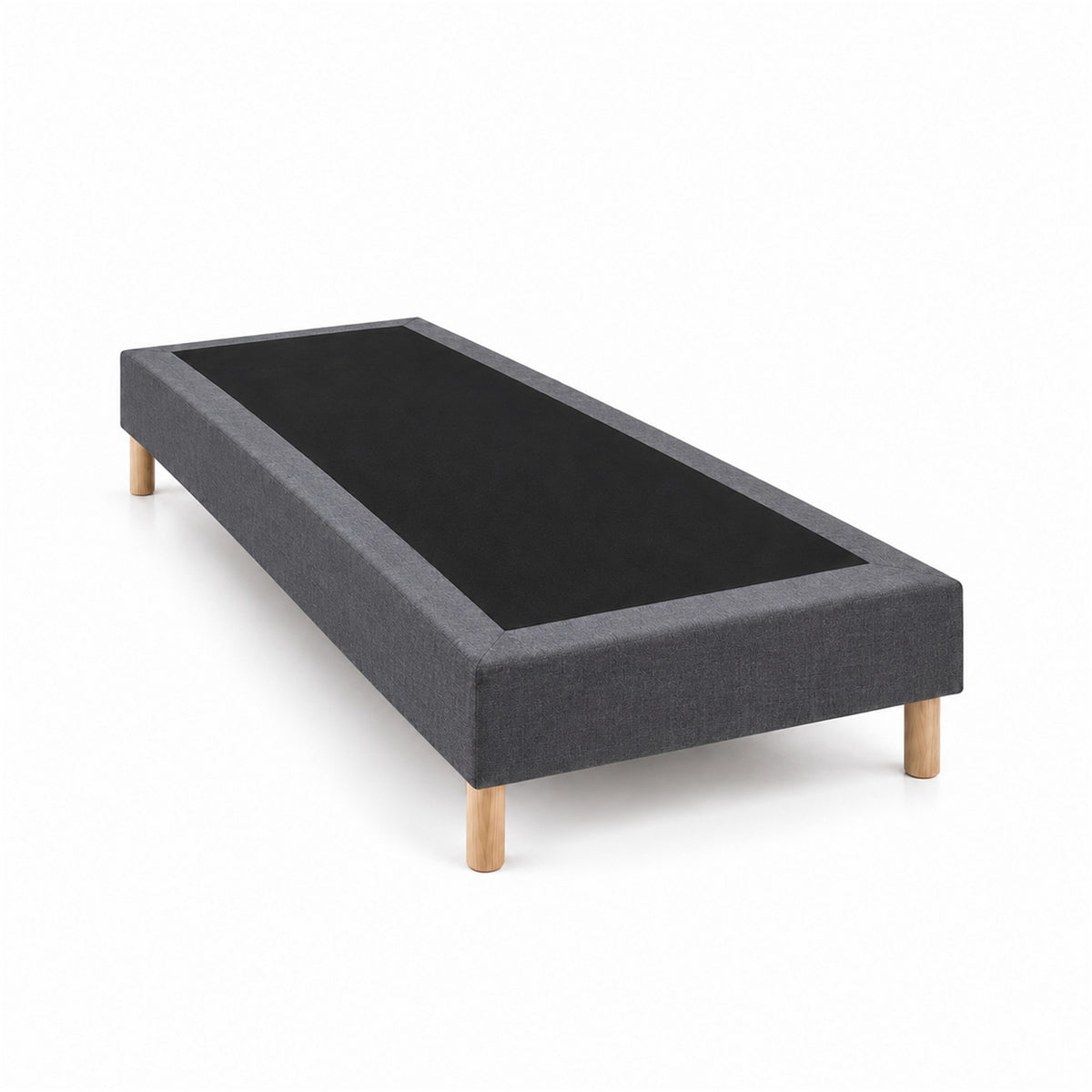 Sommier tapissier déco 80x200 cm Gris - Hauteur 35 cm - Caisse 20 cm - Pieds inclus