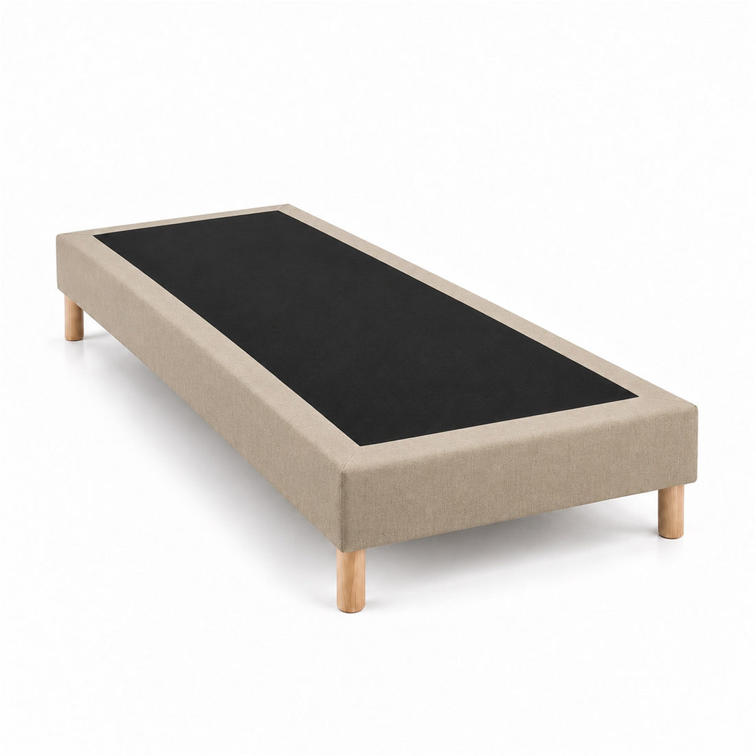 Sommier tapissier déco 90x200 cm Beige - Hauteur 35 cm - Caisse 20 cm - Pieds inclus