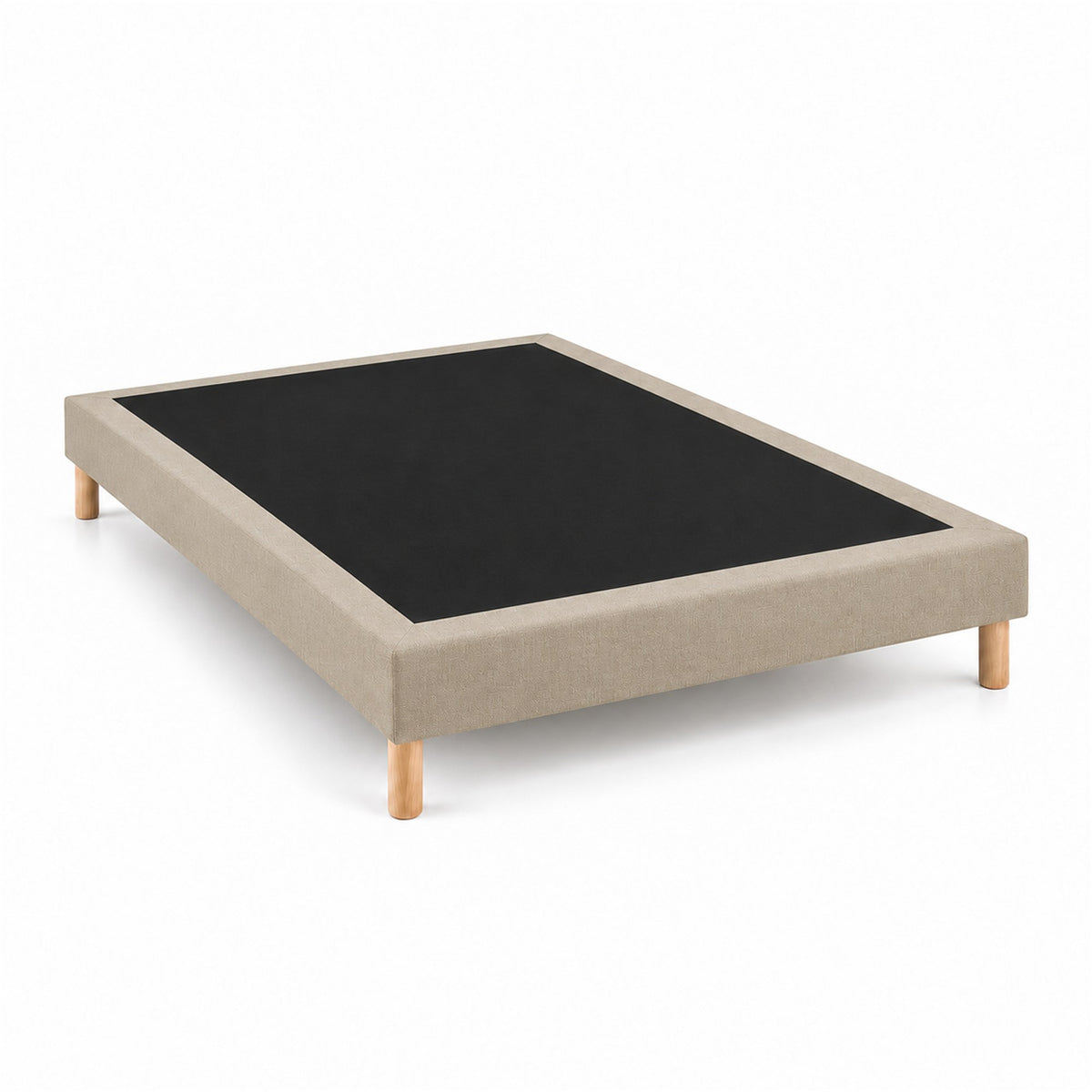 Sommier tapissier déco 160x200 cm Beige - Hauteur 30 cm - Pieds inclus