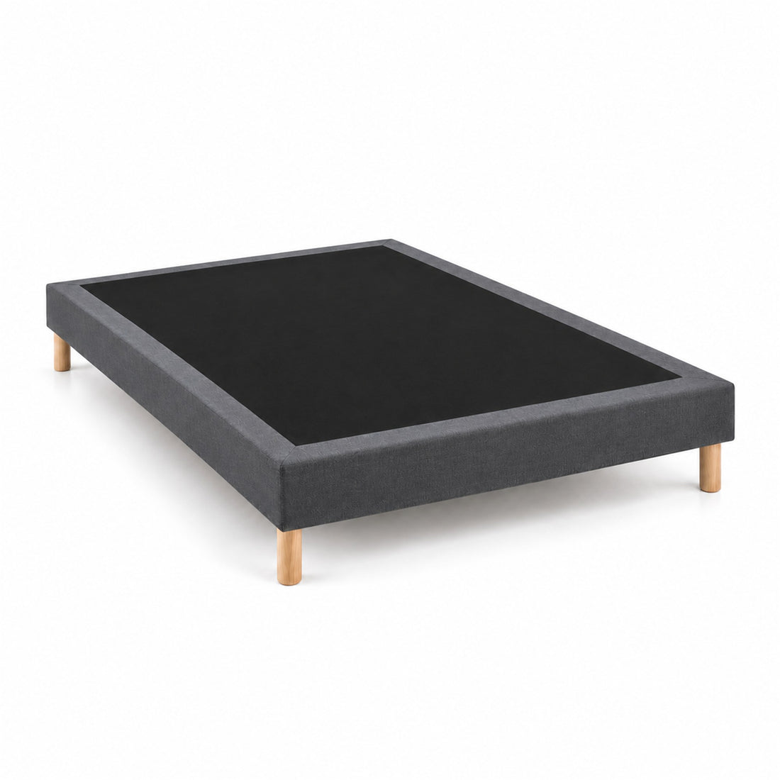Sommier tapissier déco 160x200 cm Gris - Hauteur 30 cm - Pieds inclus
