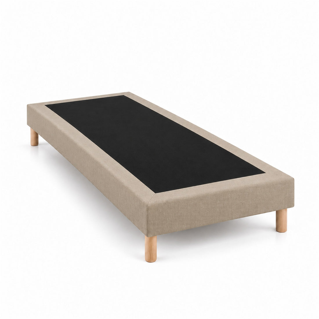 Sommier tapissier déco 80x200 cm Beige - Hauteur 30 cm - Pieds inclus