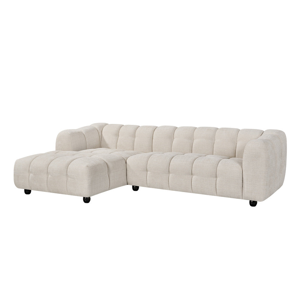 Canapé d’angle gauche en tissu Cremona beige 278 x 168 cm – Monaco