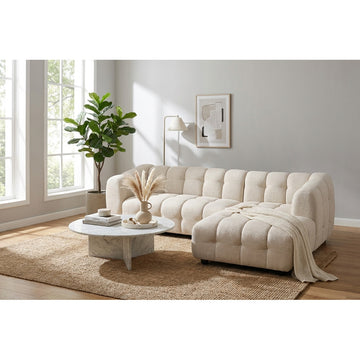 Canapé d’angle droit en tissu Cremona beige 278 x 168 cm – Monaco