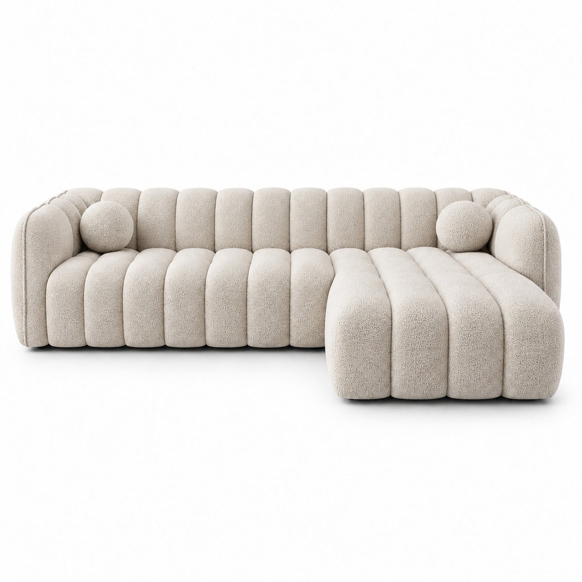 Canapé d’angle droit en tissu Cremona beige 315 x 175 cm – Mirage