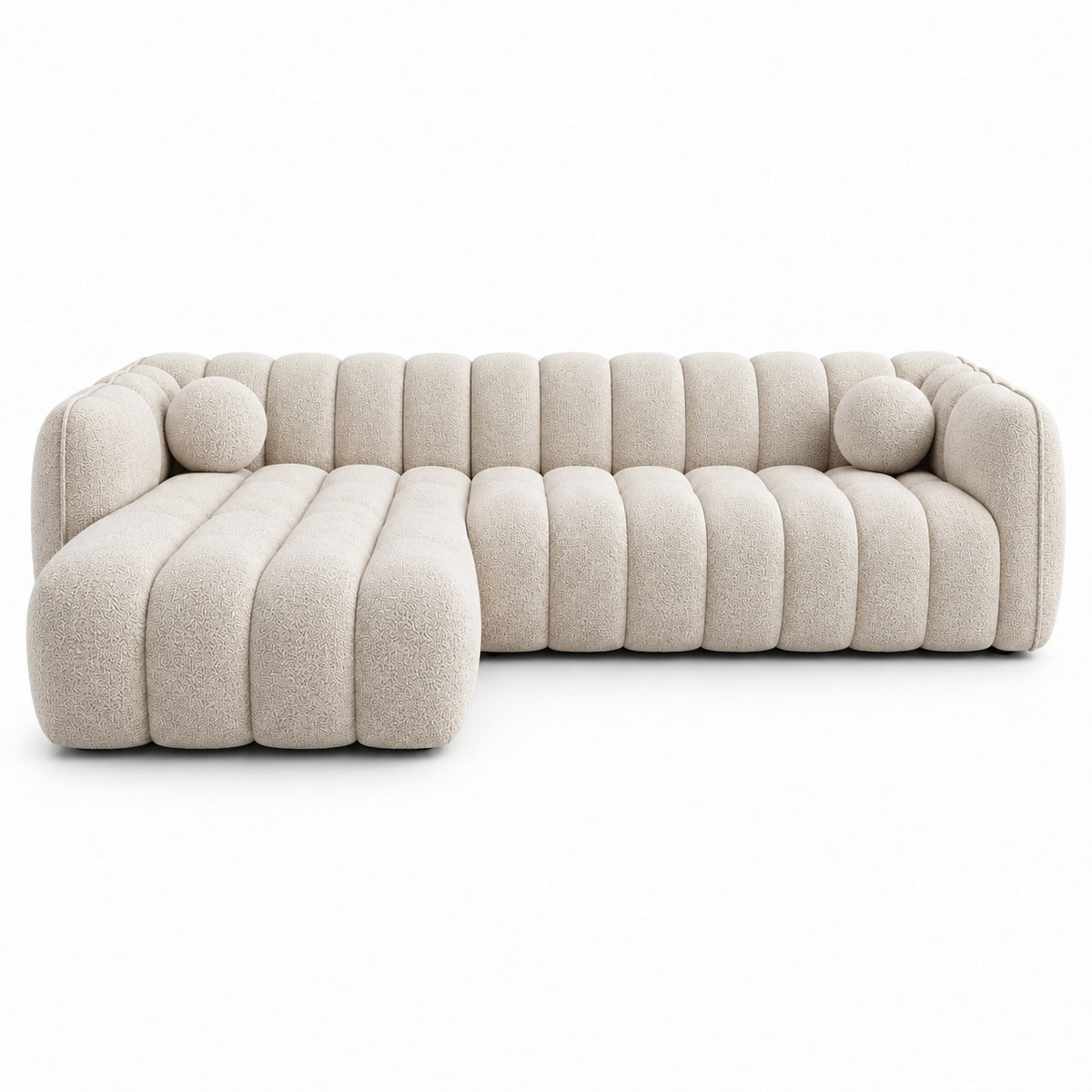 Canapé d’angle gauche en tissu Cremona beige 315 x 175 cm – Mirage