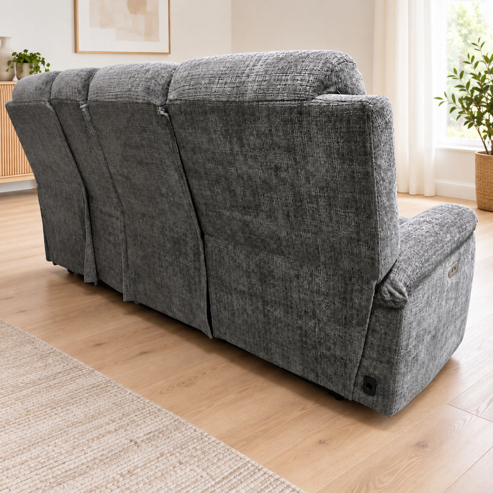 Canapé d’angle droit avec coffre et fonction relax en tissu Cremona anthracite – Cosmo