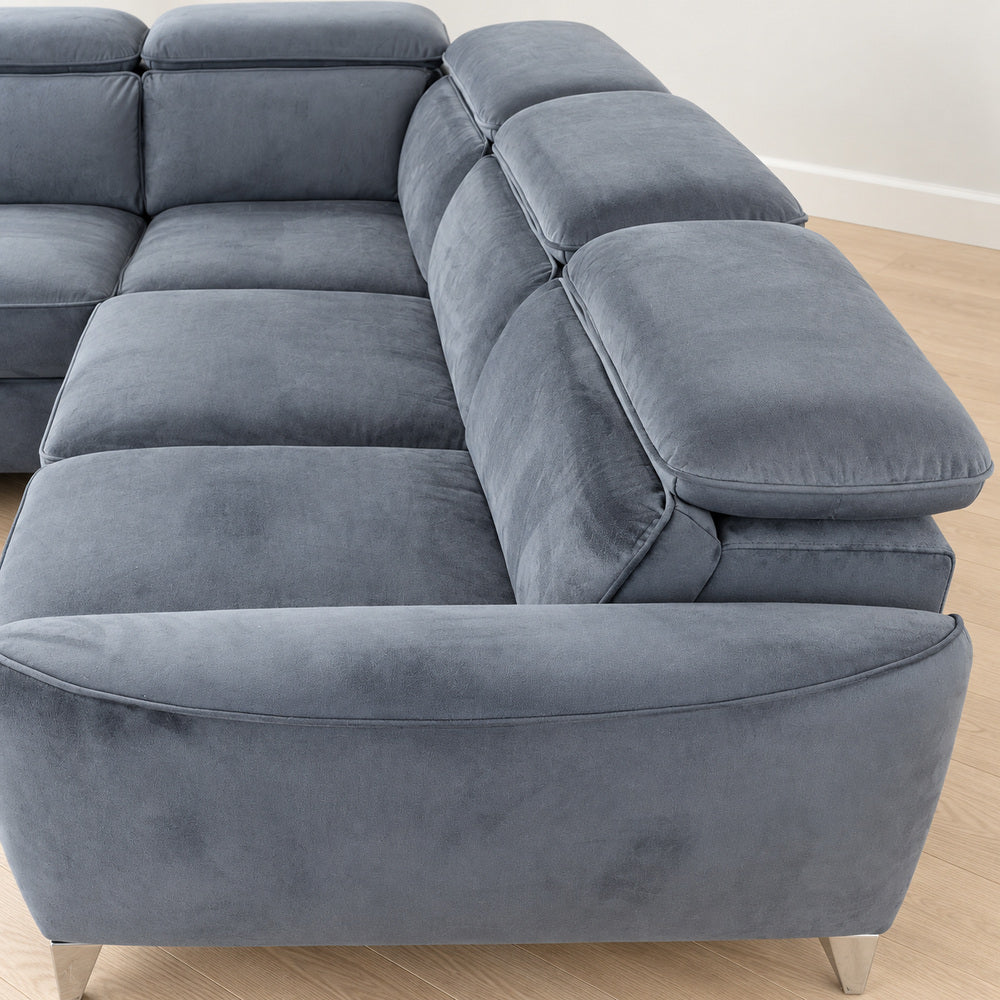 Canapé d’angle gauche convertible avec coffre en velours anthracite – Bari