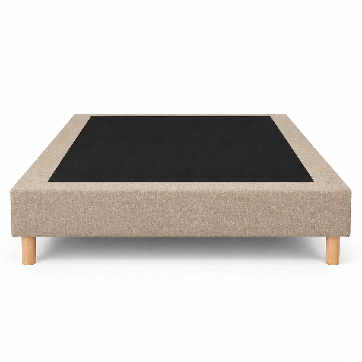 Sommier tapissier déco 160x200 cm Beige - Hauteur 35 cm - Caisse 20 cm - Pieds inclus