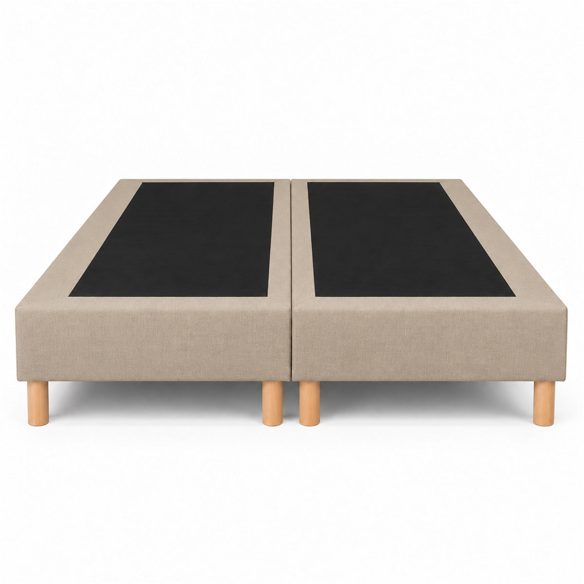 Lot de 2 sommiers tapissiers déco 90x200 cm Beige - 180x200 - Hauteur 35 cm - pieds inclus