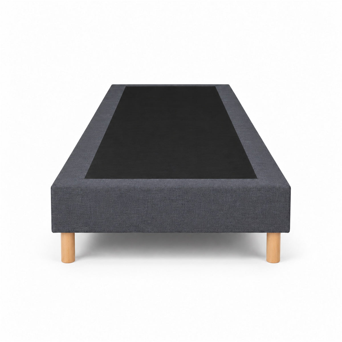 Sommier tapissier déco 90x200 cm Gris - Hauteur 35 cm - Caisse 20 cm - Pieds inclus