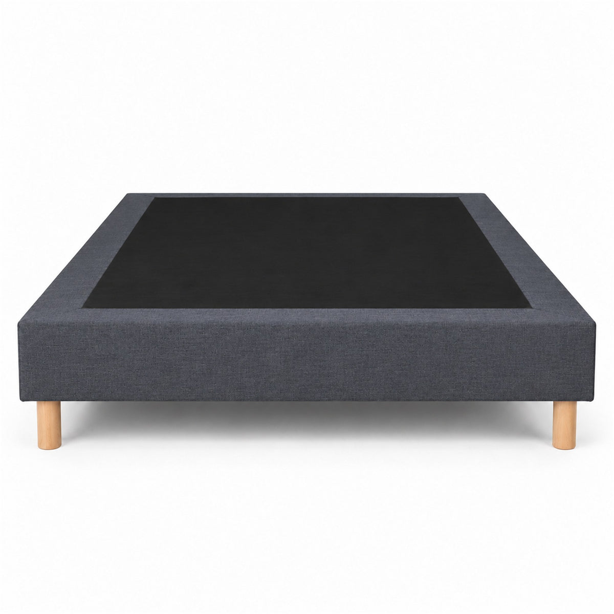 Sommier tapissier déco 160x200 cm Gris - Hauteur 35 cm - Caisse 20 cm - Pieds Inclus