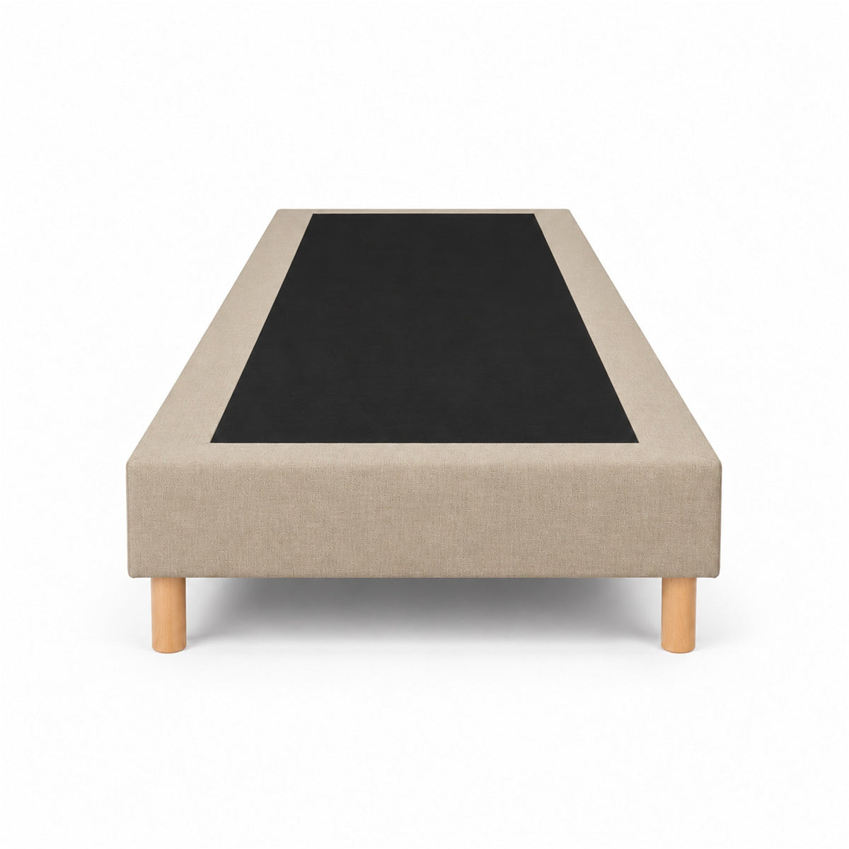 Sommier tapissier déco 90x200 cm Beige - Hauteur 35 cm - Caisse 20 cm - Pieds inclus