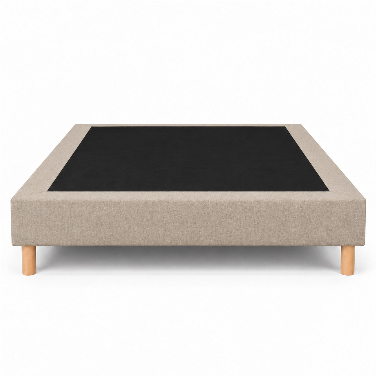 Sommier tapissier déco 160x200 cm Beige - Hauteur 30 cm - Pieds inclus