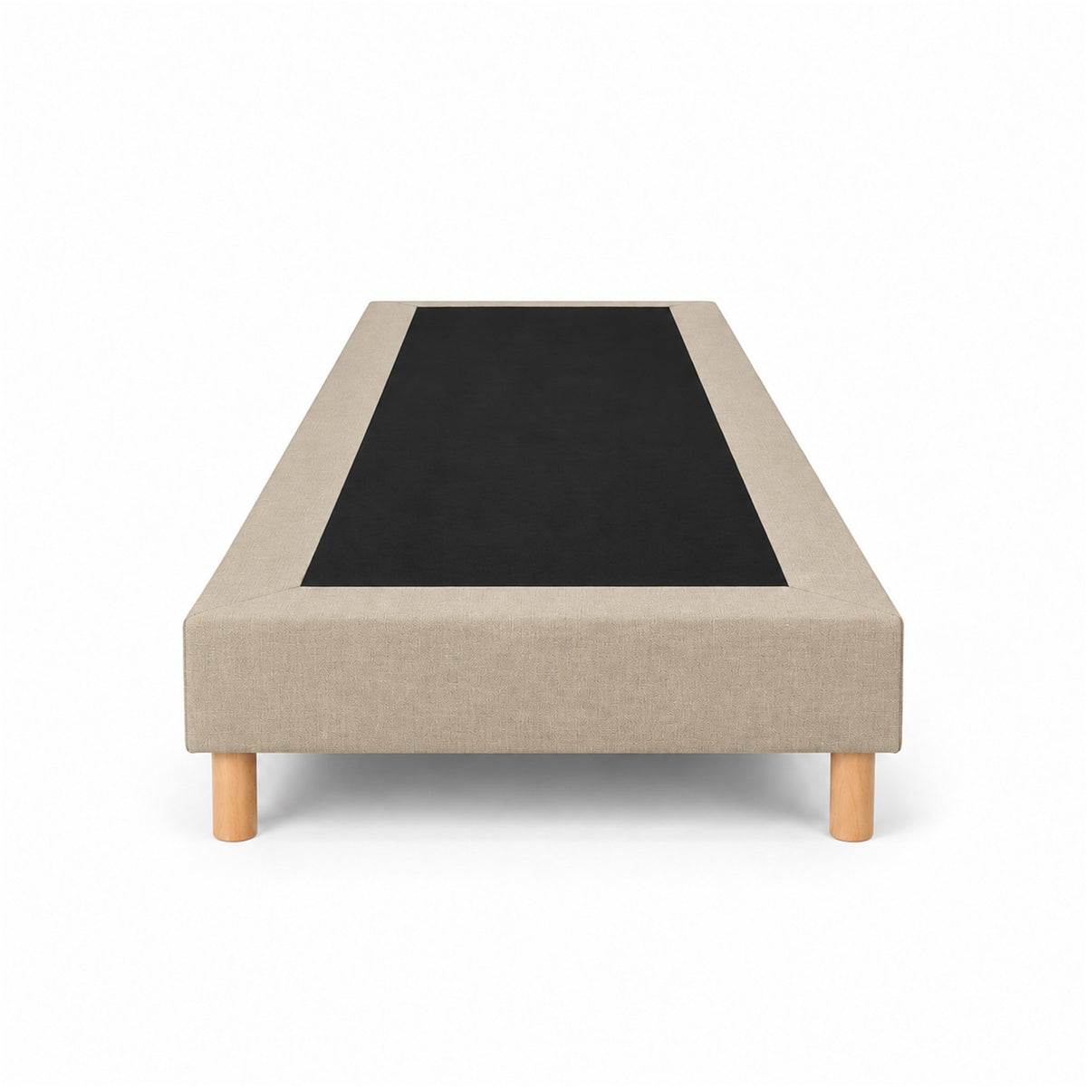 Sommier tapissier déco 90x190 cm Beige - Hauteur 30 cm - Pieds inclus