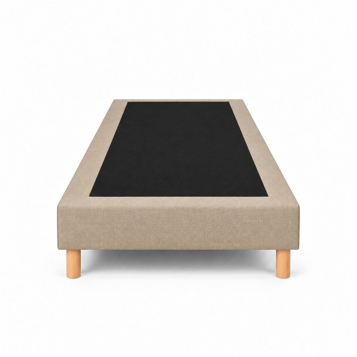 Sommier tapissier déco 90x200 cm Beige - Hauteur 30 cm - Pieds inclus