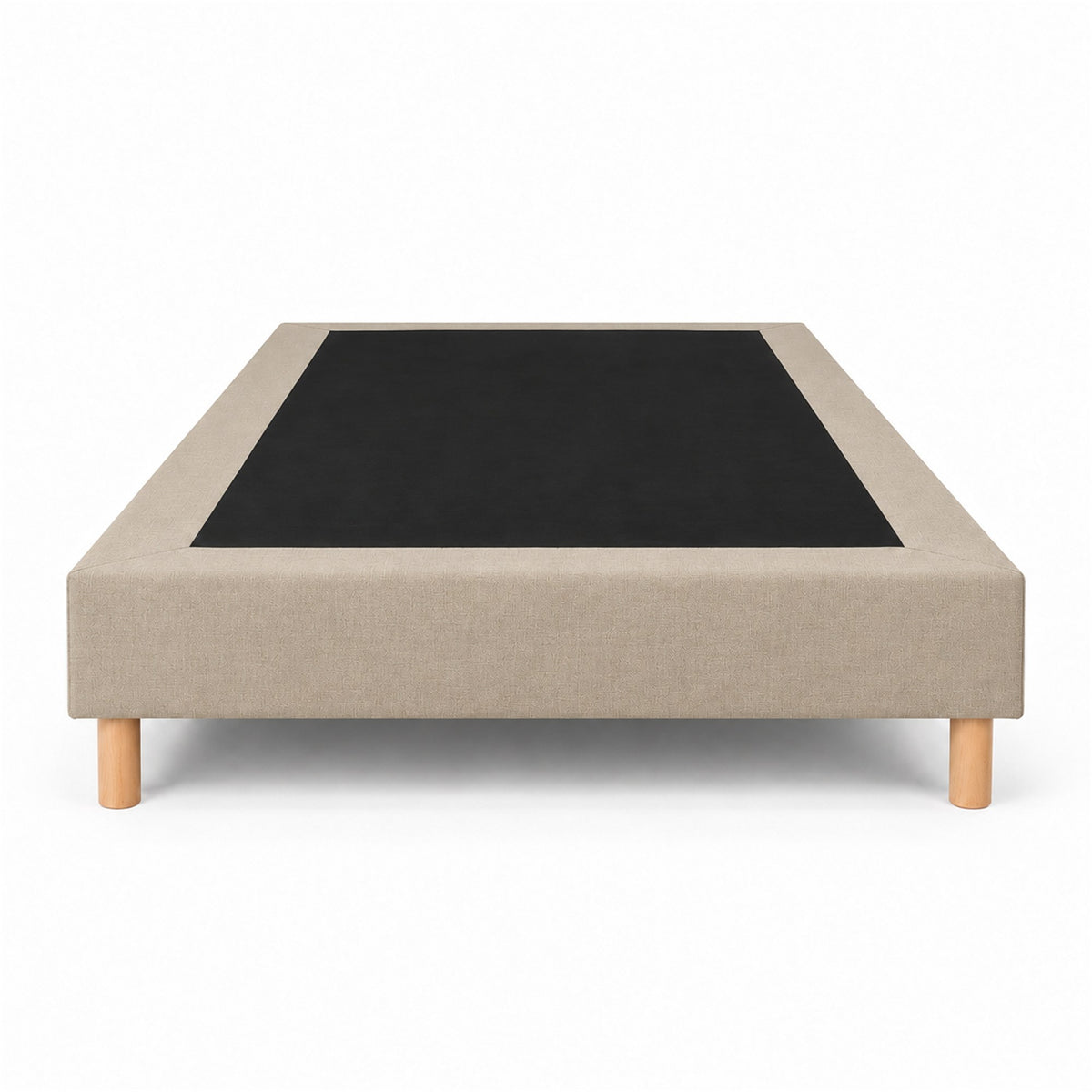 Sommier tapissier déco 140x190 cm Beige - Hauteur 35 cm - Caisse 20 cm - Pieds inclus