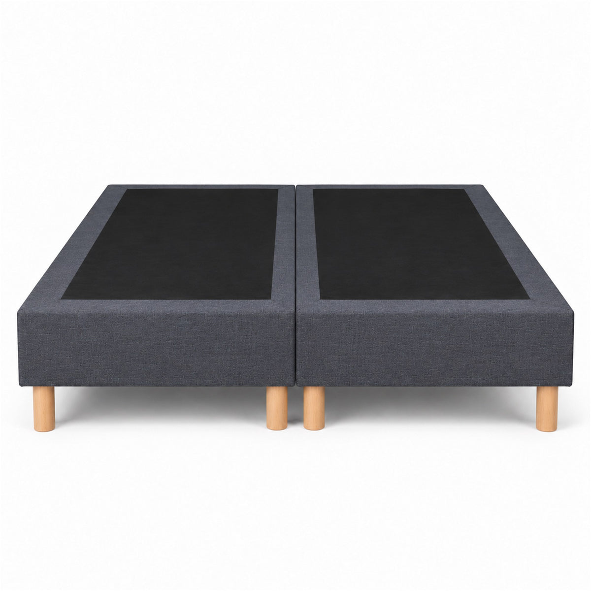 Lot de 2 sommiers tapissiers déco 80x200 cm Gris - 160x200 - Hauteur 35 cm - 8 pieds inclus