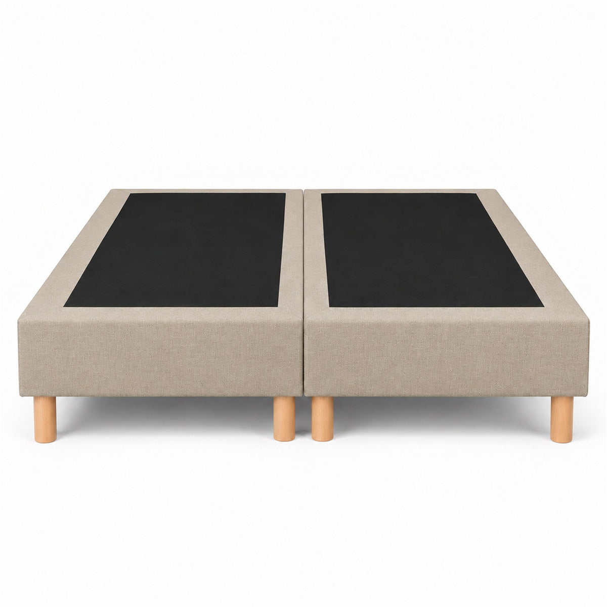 Lot de 2 sommiers tapissiers déco 80x200 cm Beige - 160x200 - Hauteur 35 cm - pieds inclus