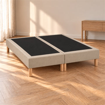Lot de 2 sommiers tapissiers déco 80x200 cm Beige - 160x200 - Hauteur 35 cm - pieds inclus