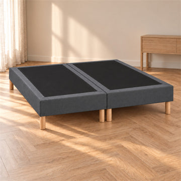 Lot de 2 sommiers tapissiers déco 90x200 cm Gris - 180x200 - Hauteur 35 cm - 8 pieds inclus
