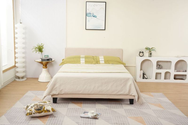Lit 2 places  MELBOURNE Velours BEIGE 160x200 cm avec sommier intégré