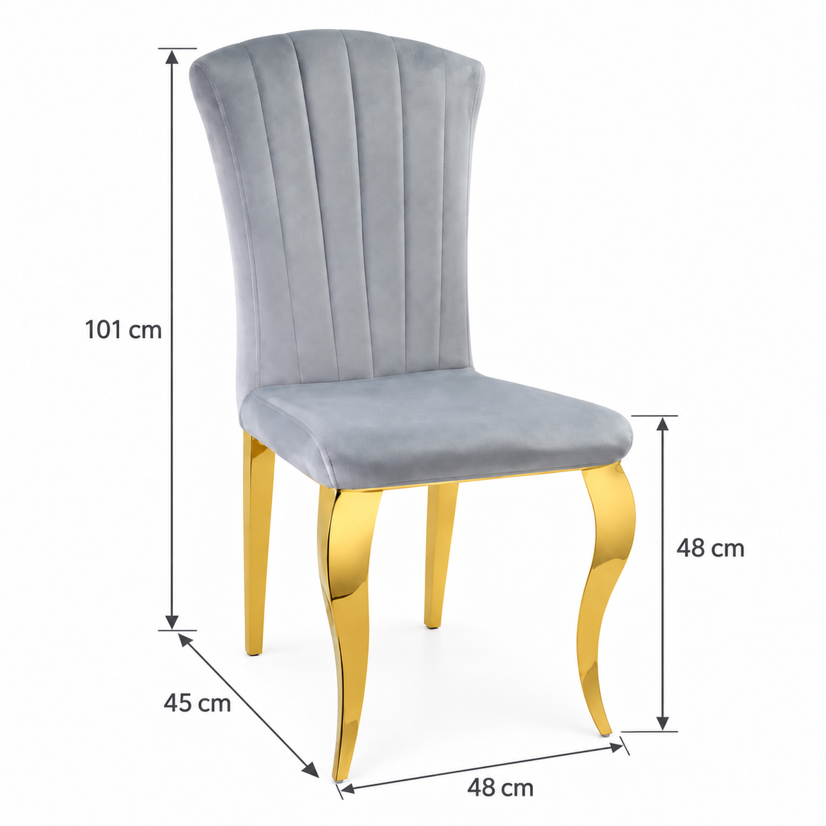 Lot de 6 Chaises baroque LOUIS Gold Velours Gris