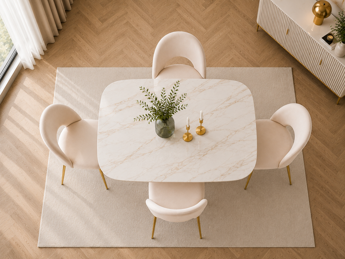 Lot de 4 chaises TEDDY Gold velours - Beige