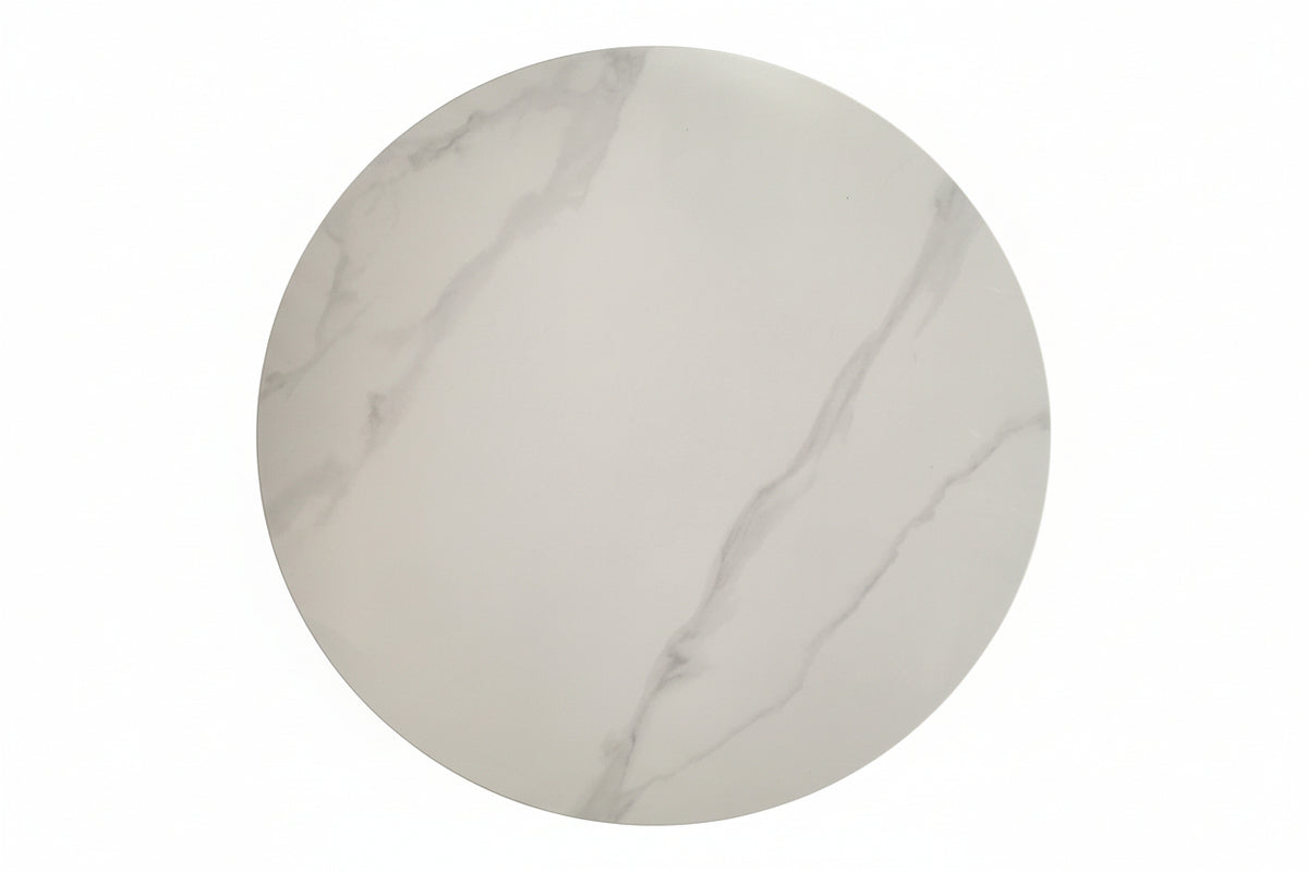 Tables basses gigognes céramique marbre blanc métal noir 80+60 cm SAMIRA