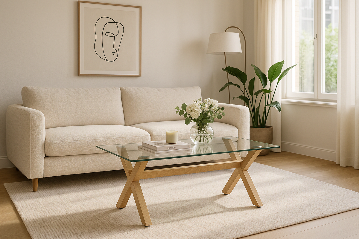 Table basse IXE Bois & Verre Transparent 120x60x45 cm