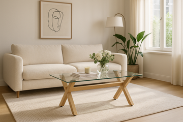 Table basse IXE Bois & Verre Transparent 120x60x45 cm