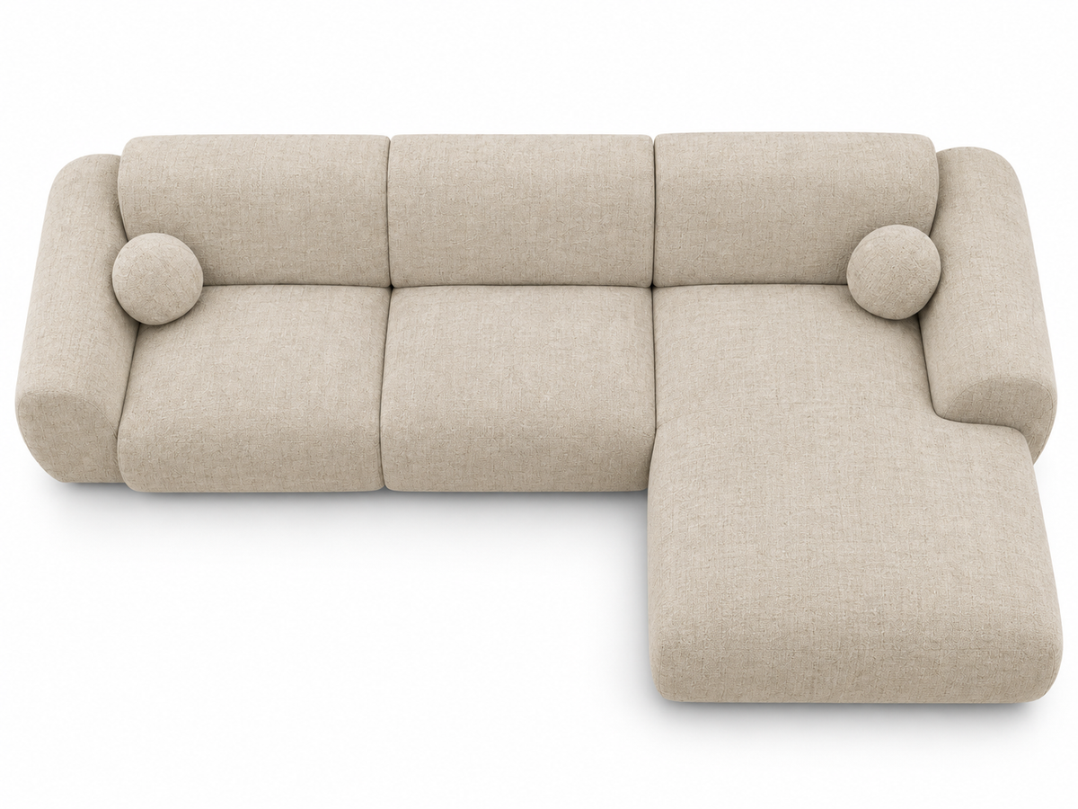 Canapé d’angle arrondi Tissu Cremona beige Cloud Bis - Angle Droit