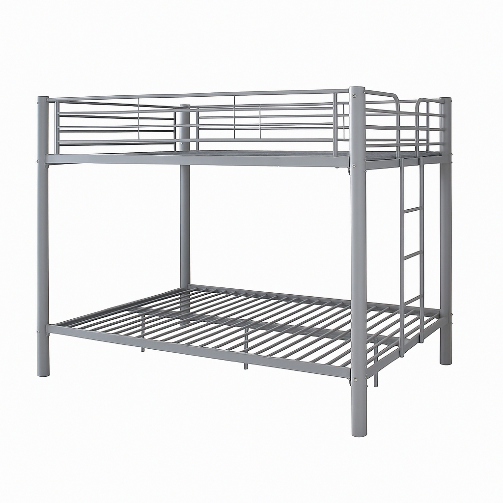 Lit superposé 4 personnes métal gris 140x190 cm sommier inclus COLOSSE
