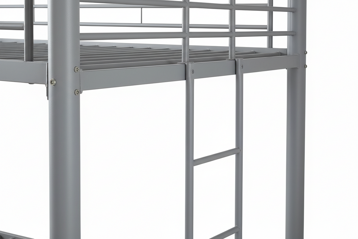Lit superposé 4 personnes métal gris 140x190 cm sommier inclus COLOSSE
