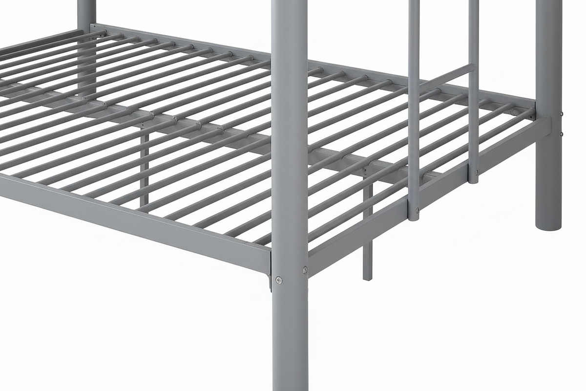 Lit superposé 4 personnes métal gris 140x190 cm sommier inclus COLOSSE